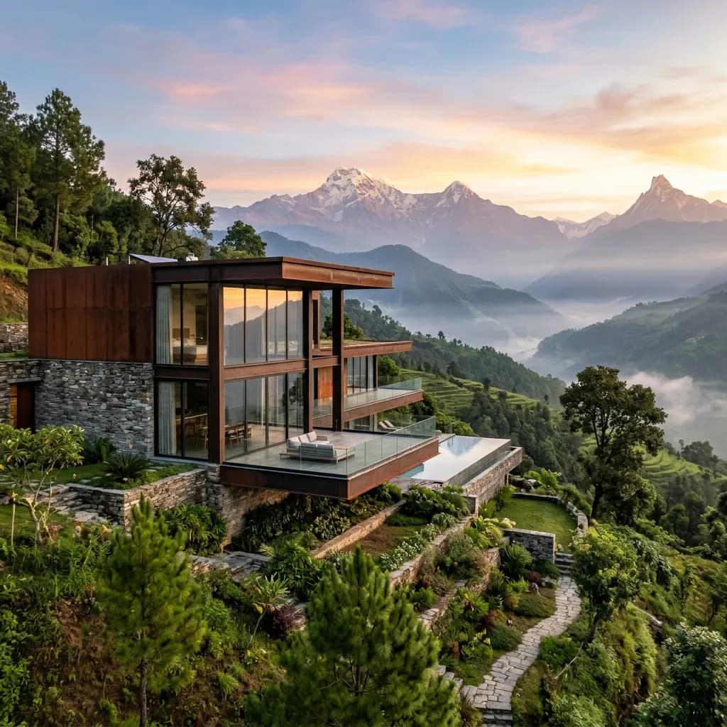 Modern architecture at sunrise